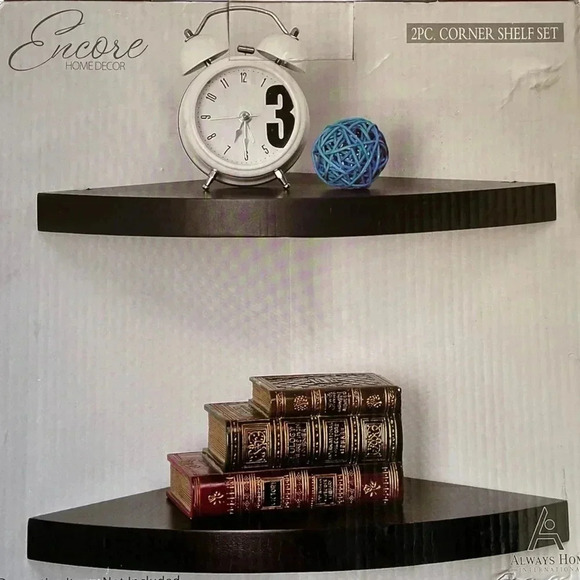 Encore Home Decor 2pc Corner Shelf Set in‎ Expresso Color - Picture 2 of 3